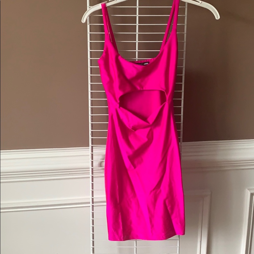Hot pink fashion nova bodycon dress
